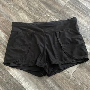 Athleta Black Laser Cut Running Lined Athletic Shorts large
